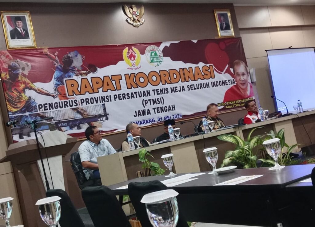 Rapat Koordinasi (Rakor) Persatuan Tenis Meja Seluruh Indonesia (PTMSI) Jawa Tengah yang digelar di Semarang pada 1 Mei 2026 lalu. (Foto: Dok).